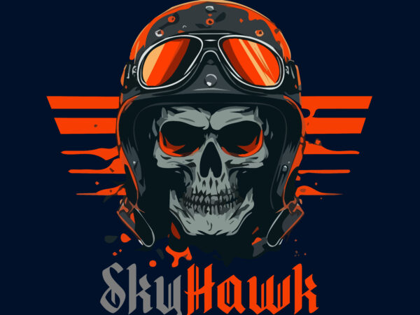 Skull sky hawk t-shirt vector illustration.