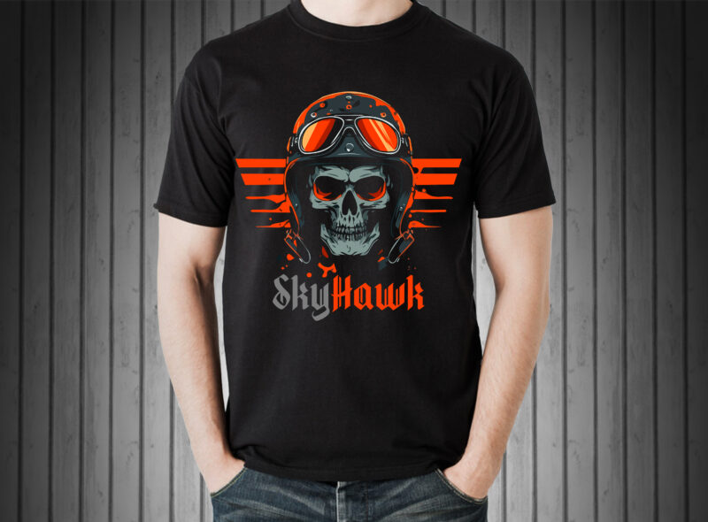 Skull Sky Hawk t-shirt vector illustration.