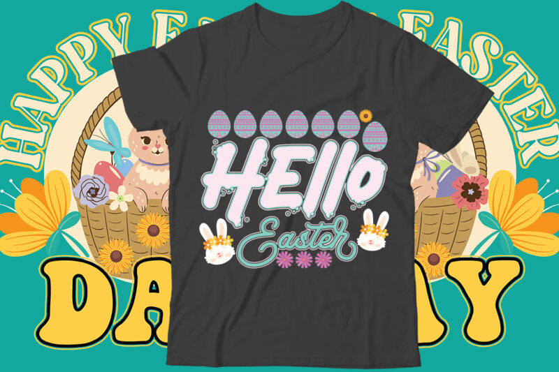 Hello Easter T shirt design, Happy Easter Car Embroidery Design, Easter Embroidery Designs, Easter Bunny Embroidery Design files , Easter embroidery designs for machine, Happy Easter Stacked Cheetah Leopard Bunny