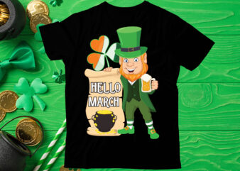 Hello march T Shirt design, St Patrick’s Day Bundle,St Patrick’s Day SVG Bundle,Feelin Lucky PNG, Lucky Png, Lucky Vibes, Retro Smiley Face, Leopard Png, St Patrick’s Day Png, St. Patrick’s
