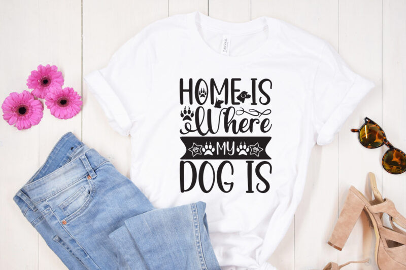 Home is where my dog is SVG design, Moon Cat SVG, Cat SVG Files for Silhouette, Cameo & Cricut.Moon Star Animal, Luna Cat Silhouette SVG, Cat With Star, Magical Cat