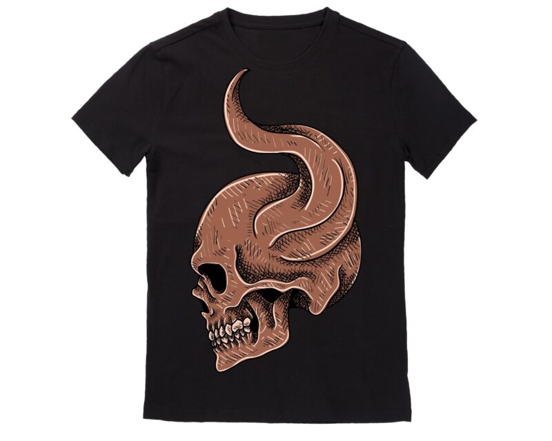 Human Skull Vector Best T-shirt Design Illustration 37