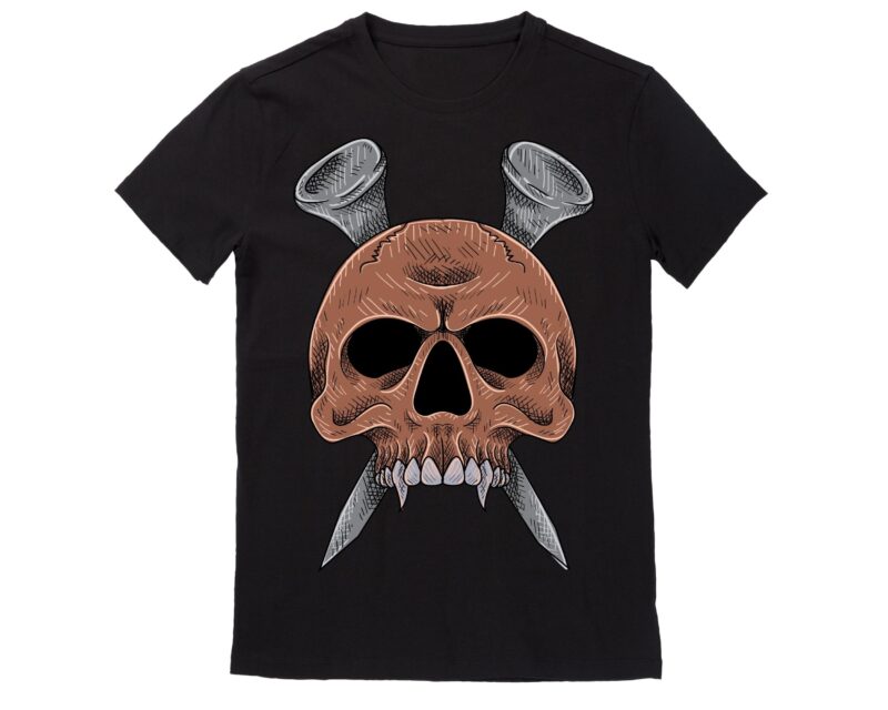 Human Skull Vector Best T-shirt Design Illustration 55