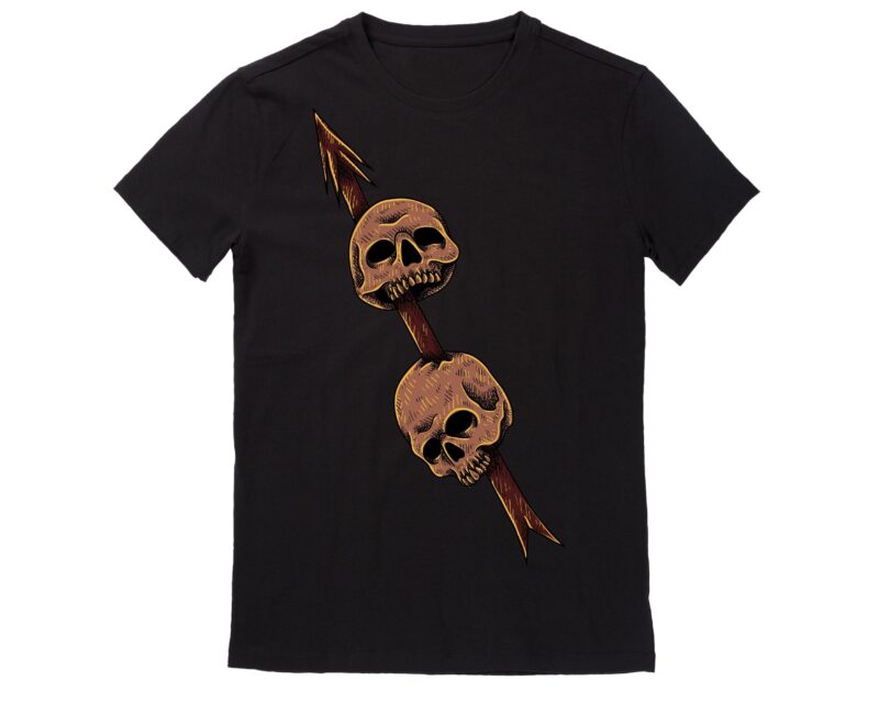 Human Skull Vector Best T-shirt Design Illustration 57
