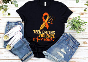 In February We Wear Orange Teen Dating Violence Awareness T-Shirt Design PNG file PL