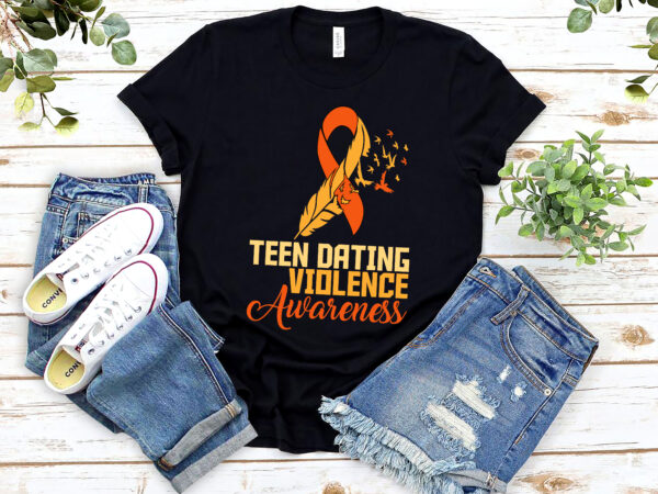 In february we wear orange teen dating violence awareness t-shirt design png file pl