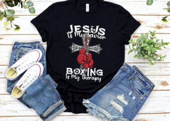 Jesus Is My Savior Boxing Is My Therapy Gym Boxer Christians Catholic NL 2302 vector clipart