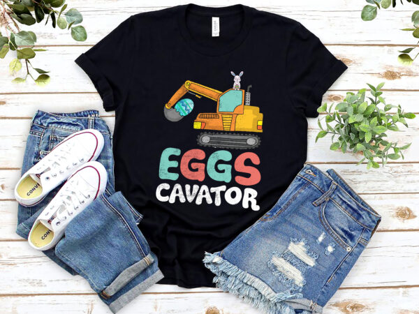 Kids eggs cavator easter bunny excavator cute boys kids toddler nl 1502 t shirt vector art