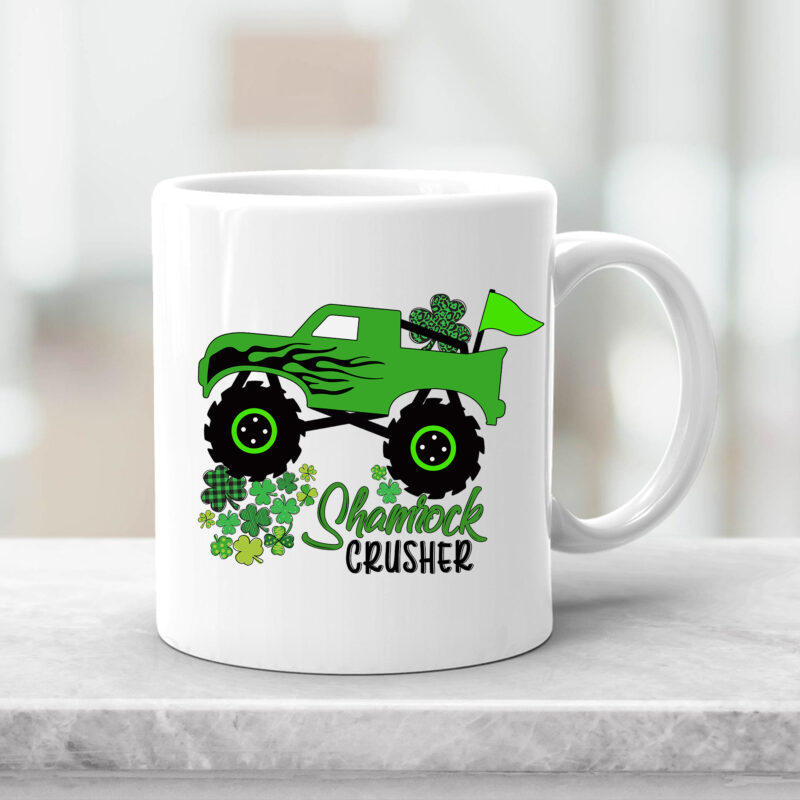 Kids Shamrock Crusher Monster Truck Crushing Patrick_s Day Cute Boys NC 1002