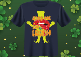 Kiss me I’m Irish T shirt design, St Patrick’s Day Bundle,St Patrick’s Day SVG Bundle,Feelin Lucky PNG, Lucky Png, Lucky Vibes, Retro Smiley Face, Leopard Png, St Patrick’s Day Png,