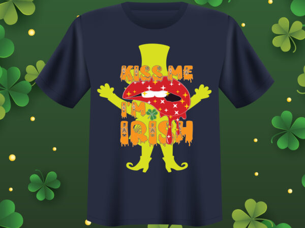 Kiss me i’m irish t shirt design, st patrick’s day bundle,st patrick’s day svg bundle,feelin lucky png, lucky png, lucky vibes, retro smiley face, leopard png, st patrick’s day png,