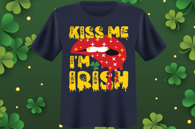 Kiss me I'm Irish T shirt design, St Patrick's Day Bundle,St Patrick's Day SVG Bundle,Feelin Lucky PNG, Lucky Png, Lucky Vibes, Retro Smiley Face, Leopard Png, St Patrick's Day Png,