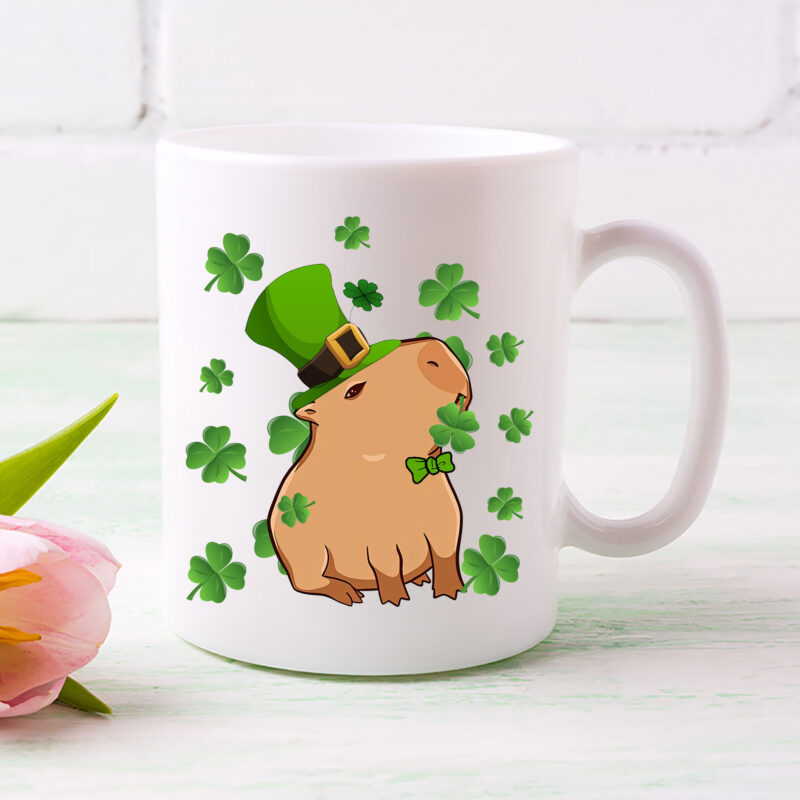 Leprechaun Capybara Capy Cavy Shamrock St Patricks Day Animal NL 1302