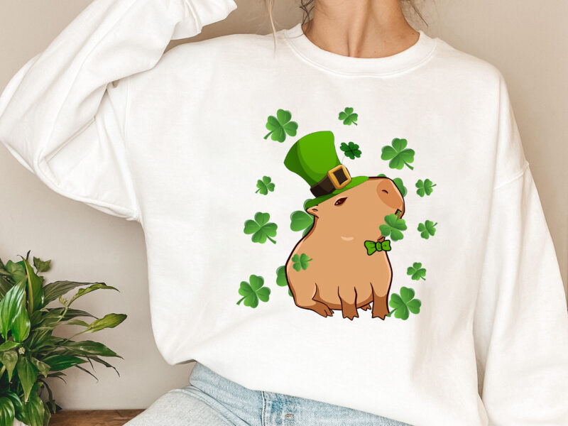 Leprechaun Capybara Capy Cavy Shamrock St Patricks Day Animal NL 1302