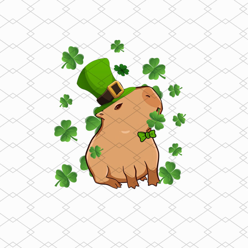 Leprechaun Capybara Capy Cavy Shamrock St Patricks Day Animal NL 1302