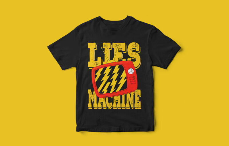 Lies Machine, Graphic T-Shirt Design, Television, Media Control, Lies, Commercial Media, Real Culprits, T-Shirt Design
