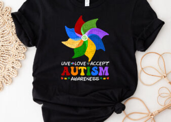 Live Love Accept Autism Awareness Month Pinwheel Puzzle NC 0602