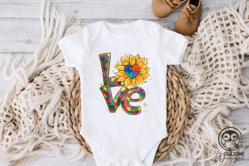 Love Autism Sunflower PNG Sublimation