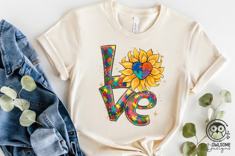 Love Autism Sunflower PNG Sublimation