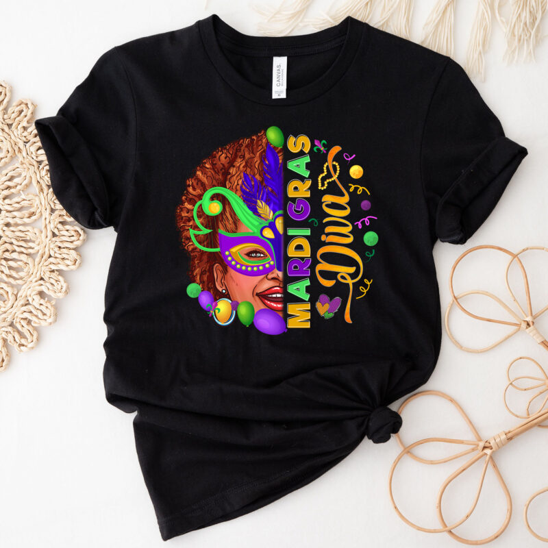 Mardi Afro Shirt,Diva Shirt Design PNG file, Mardi Gras Party ,Fat Tuesday Shirt,Flower de luce tee,Saints New Orleans Shirt,Mardi Carnival,Mardi Symbol PNG File PC