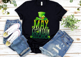 May Contain Alcohol Cute St Patrick_s Day Party Funny Vintage NL 1702 t shirt designs for sale