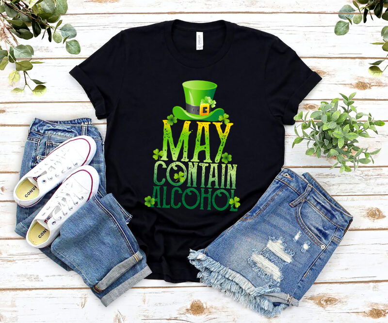 May Contain Alcohol Cute St Patrick_s Day Party Funny Vintage NL 1702