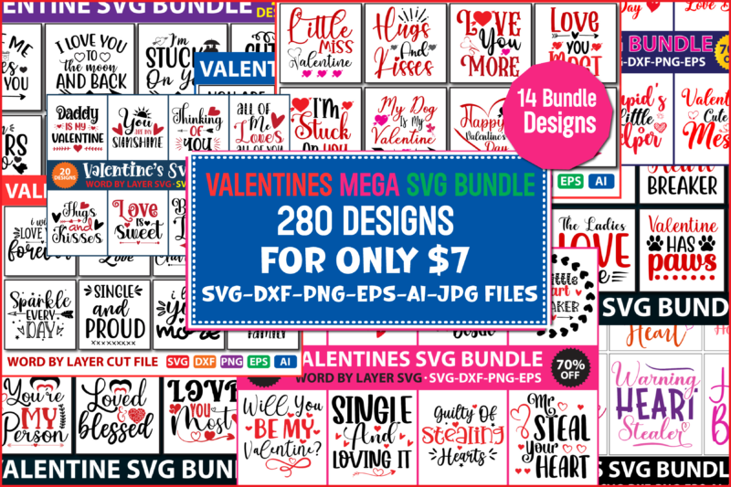 Mega SVG Bundle, Valentines Mega SVG Bundle, Valentines day Mega t-shirt designs Bundle