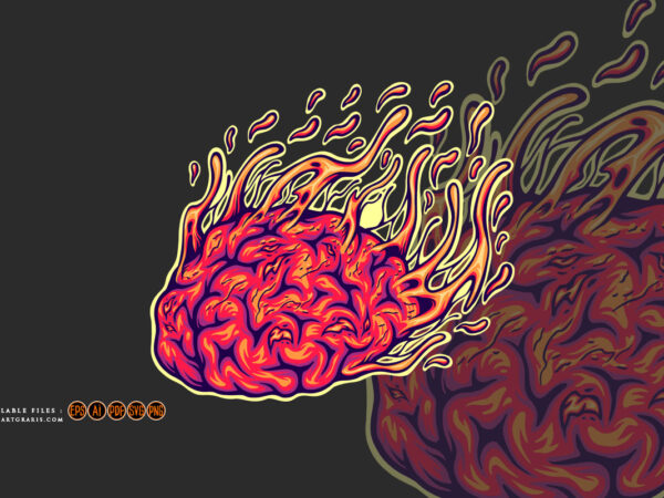 Melted monster zombie brain logo cartoon illustrations t shirt designs for sale Melted monster zombie brain logo cartoon illustrations t shirt designs for sale