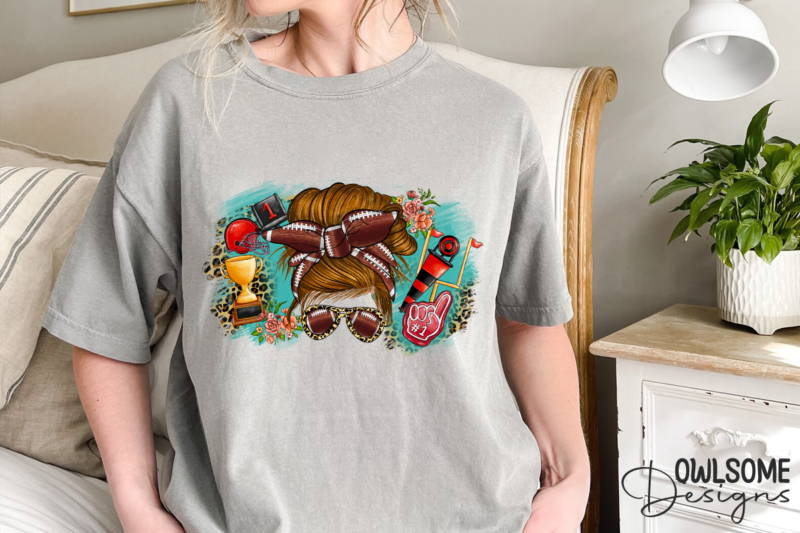 Messy Bun Football PNG Sublimation