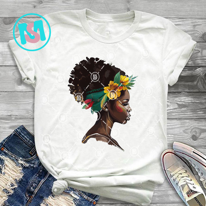 Afro Black Girl Flower History Bundle, Afro Woman, African American, Black Girl, Afro Queen, Black Woman