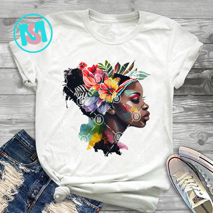 Afro Black Girl Flower History Bundle, Afro Woman, African American, Black Girl, Afro Queen, Black Woman