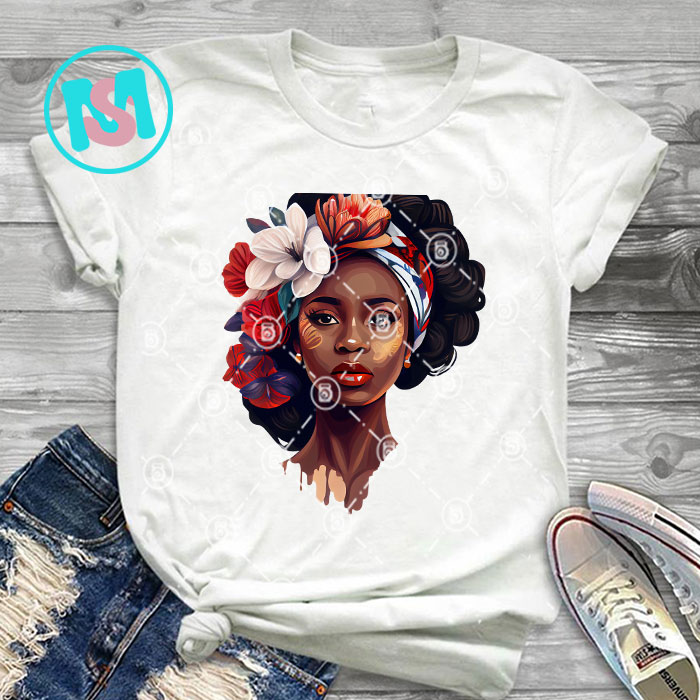 Afro Black Girl Flower History Bundle, Afro Woman, African American, Black Girl, Afro Queen, Black Woman