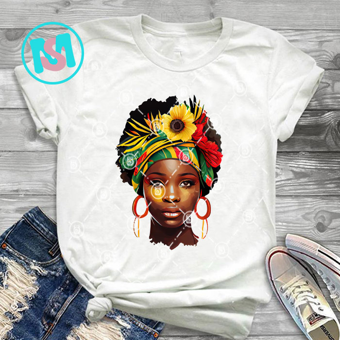 Afro Black Girl Flower History Bundle, Afro Woman, African American ...