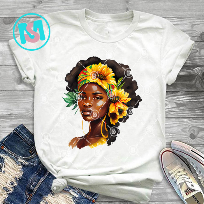 Afro Black Girl Flower History Bundle, Afro Woman, African American ...