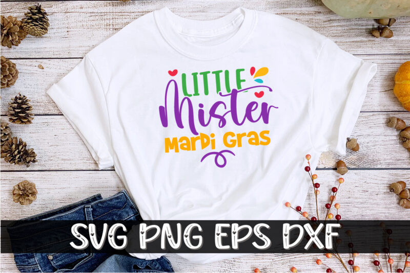 Little Mister Mardi Gras, mardi gras shirt print template, typography design for carnival celebration, christian feasts, epiphany, culminating ash wednesday, shrove tuesday.