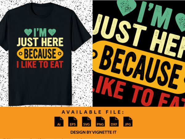 I’m just here because i like to eat shirt print template vintage typography t-shirt design