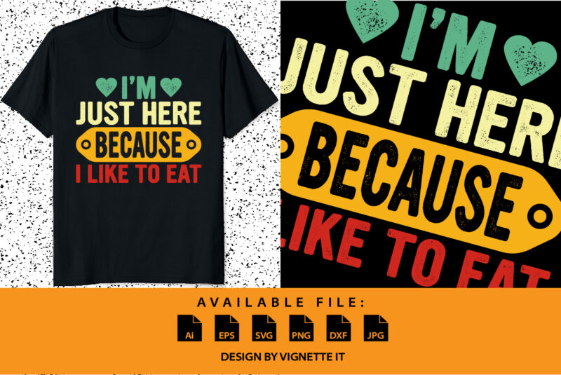 I’m Just Here Because I like to Eat shirt print template vintage typography t-shirt design