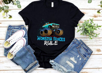 Monster Trucks Rule Funny Monster Truck Lovers Kids Boys Girls Big Size Cars NL 1402