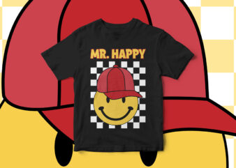 Mr Happy, Graphic, Smiley, Typography, Motivational T-Shirt Design