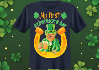 My First St. Patrick’s day T shirt design, St Patrick’s Day Bundle,St Patrick’s Day SVG Bundle,Feelin Lucky PNG, Lucky Png, Lucky Vibes, Retro Smiley Face, Leopard Png, St Patrick’s Day