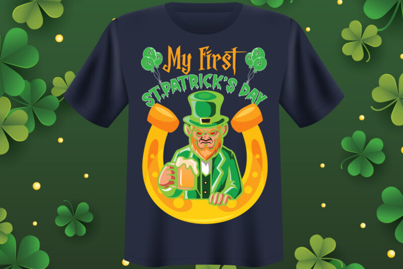 My First St. Patrick's day T shirt design, St Patrick's Day Bundle,St Patrick's Day SVG Bundle,Feelin Lucky PNG, Lucky Png, Lucky Vibes, Retro Smiley Face, Leopard Png, St Patrick's Day