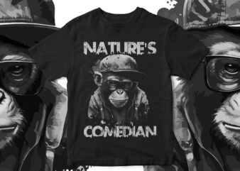Natures Comedian, Modern Monkey illustration, Monkey Graphic, Monkey T-Shirt, Paint splatter, Cool Monkey T-Shirt Design