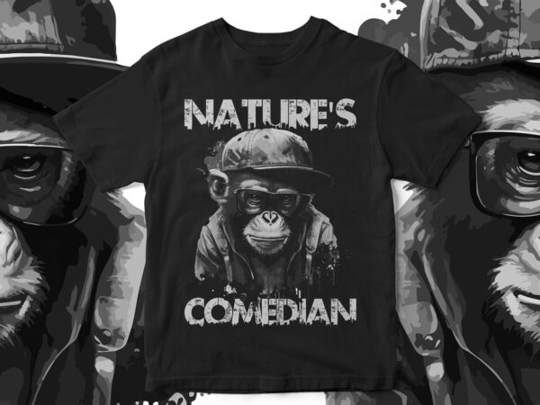 Natures comedian, modern monkey illustration, monkey graphic, monkey t-shirt, paint splatter, cool monkey t-shirt design