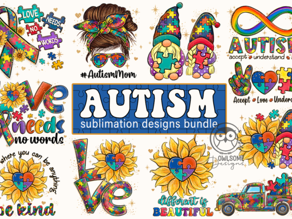 Autism sublimation designs bundle