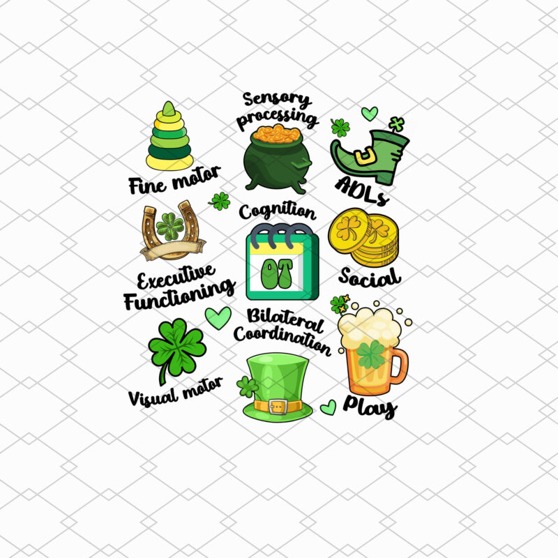 Occupational Therapist St Patrick Shirt Design,Lucky Occupational Therapy, COTA OT St Patrick PNg file PL