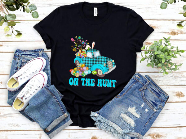 On the hunt funny easter eagg easter bunny png sublimation, groovy truck tractor shirt design, tractor lovers, pink truck nl 2102