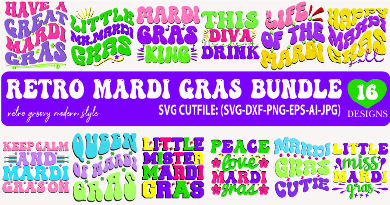 Mardi Gras Svg Bundle, Retro Mardi Gras Svg, Mardi Gras Clipart, Happy Mardi Gras Svg, Mardi Gras Carnival Svg, Mardi Gras Quotes Svg, Retro Mardi Gras SVG Bundle, Mardi Gras