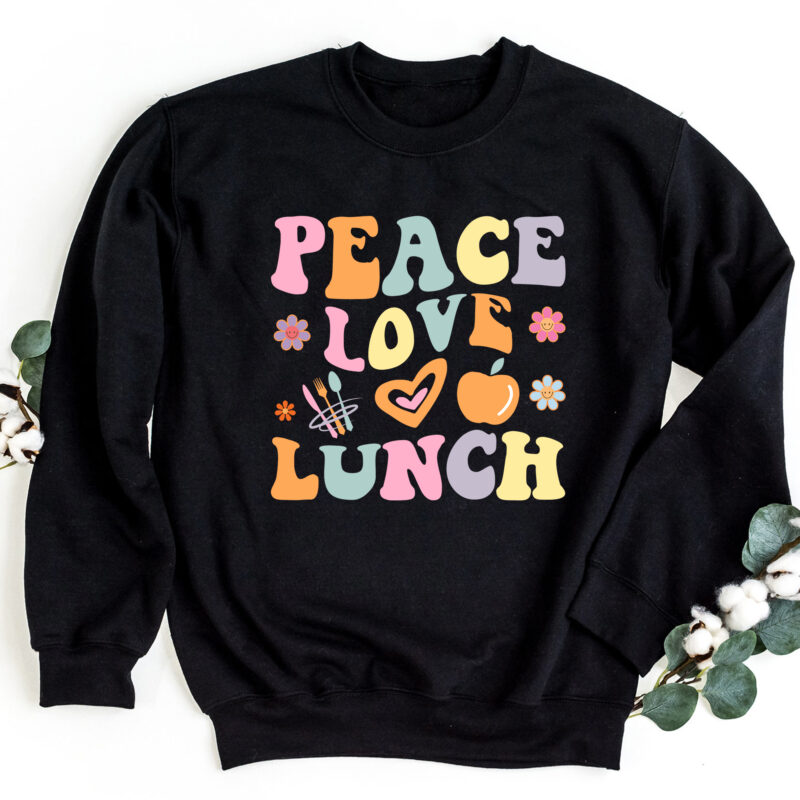 PEACE LOVE LUNCH Lady Retro Cafeteria Groovy Lunch Lady NC 1302