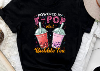Powered By Bubble Tea Boba K-POP Music Lover Korean Milk Anime NC 2002 1 t shirt illustration