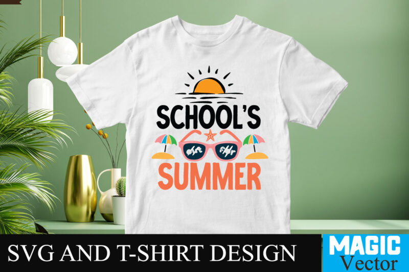 School's out for Summer SVG T-shirt Design,design bundles,summer bundle,summer svg,svg bundles,summer crafts,font bundles,summer vacation,summer craft ideas,design bundles for silhouette,mega bundle,summer,design bundles for cricut,summer cut files,quote bundle,summer craft,vinyl bundles,beach svg bundle,summer